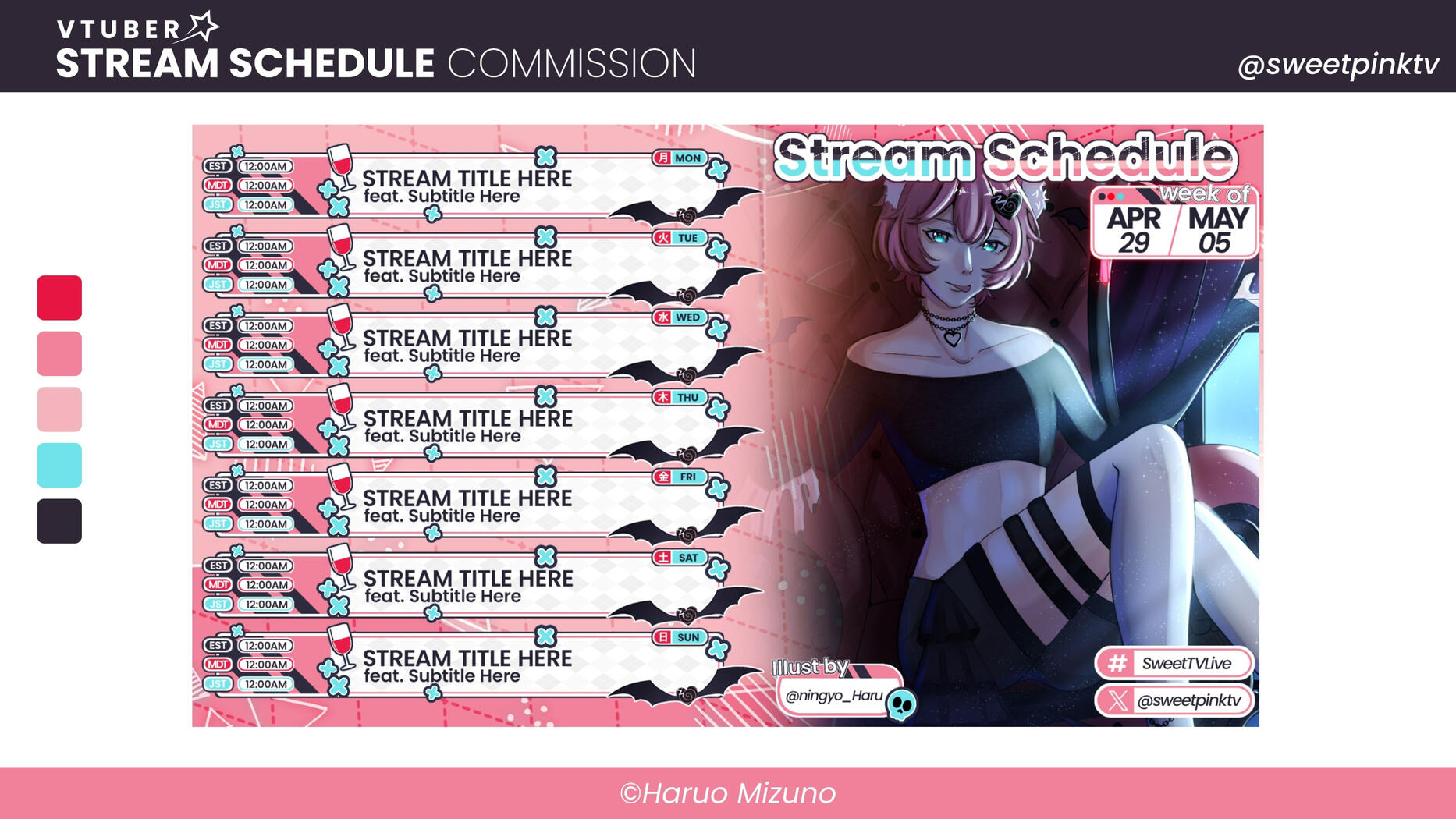 Stream Schedule for SweetPinkVT