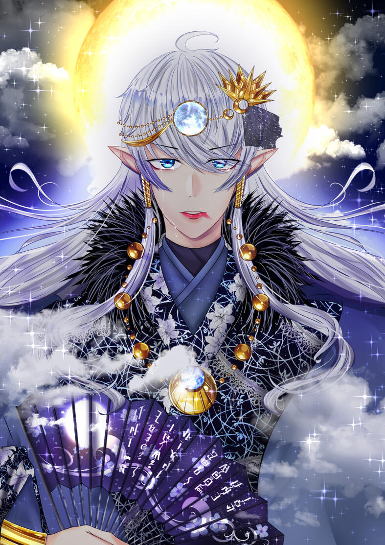 An Illustration to celebrate the new year in 2020. He is a moon god that watches over the earth every new year and blesses them with a prosperous year.