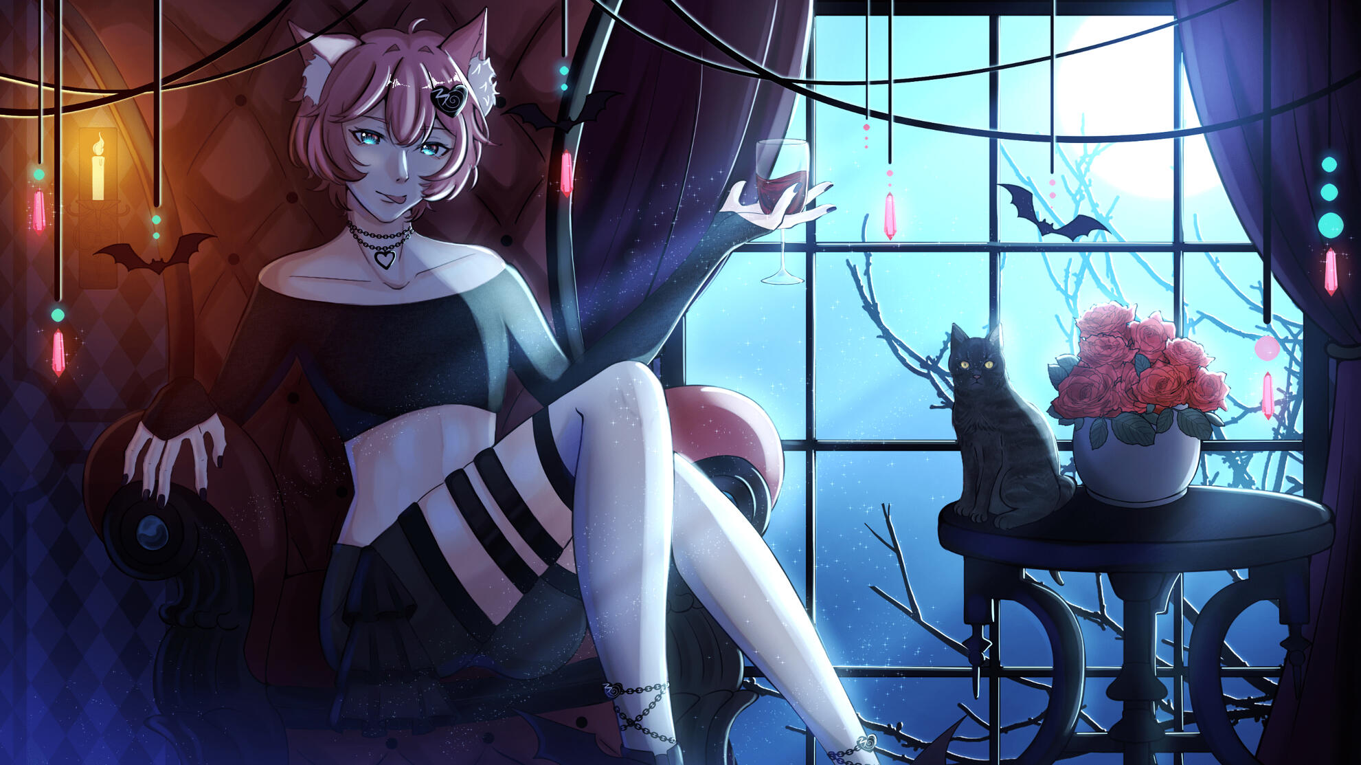This full body illustration with background is for *SweetPink's loading screen that he uses for streaming. This is the first illustration I fully rendered in 2024